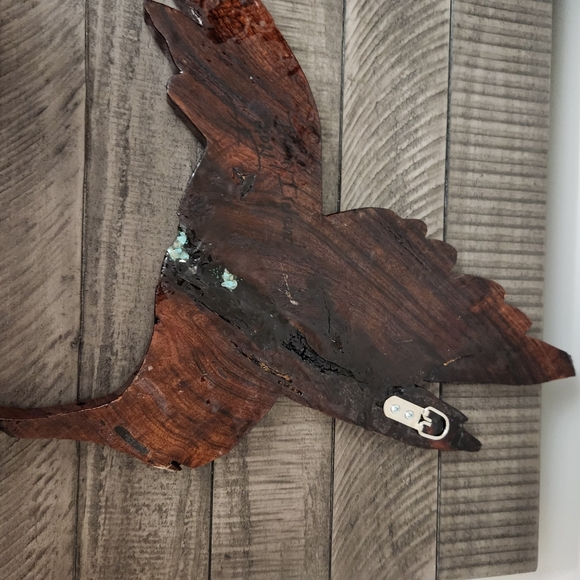 Handcrafted Wood Carved Hummingbird Turquoise Wall Hanging Signed Tammy Ireland - Picture 12 of 12